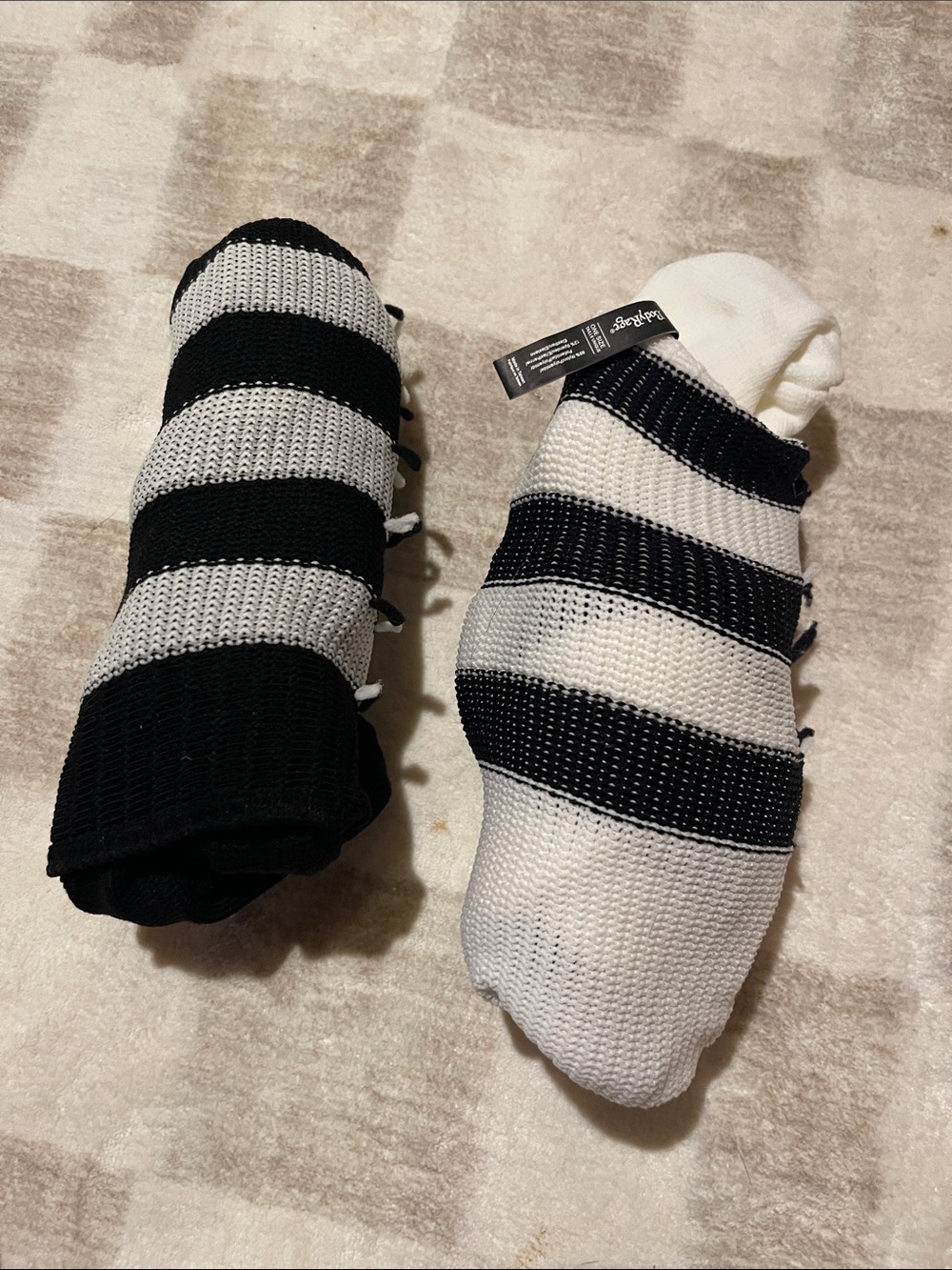Striped Women's thigh high socks - Black & White